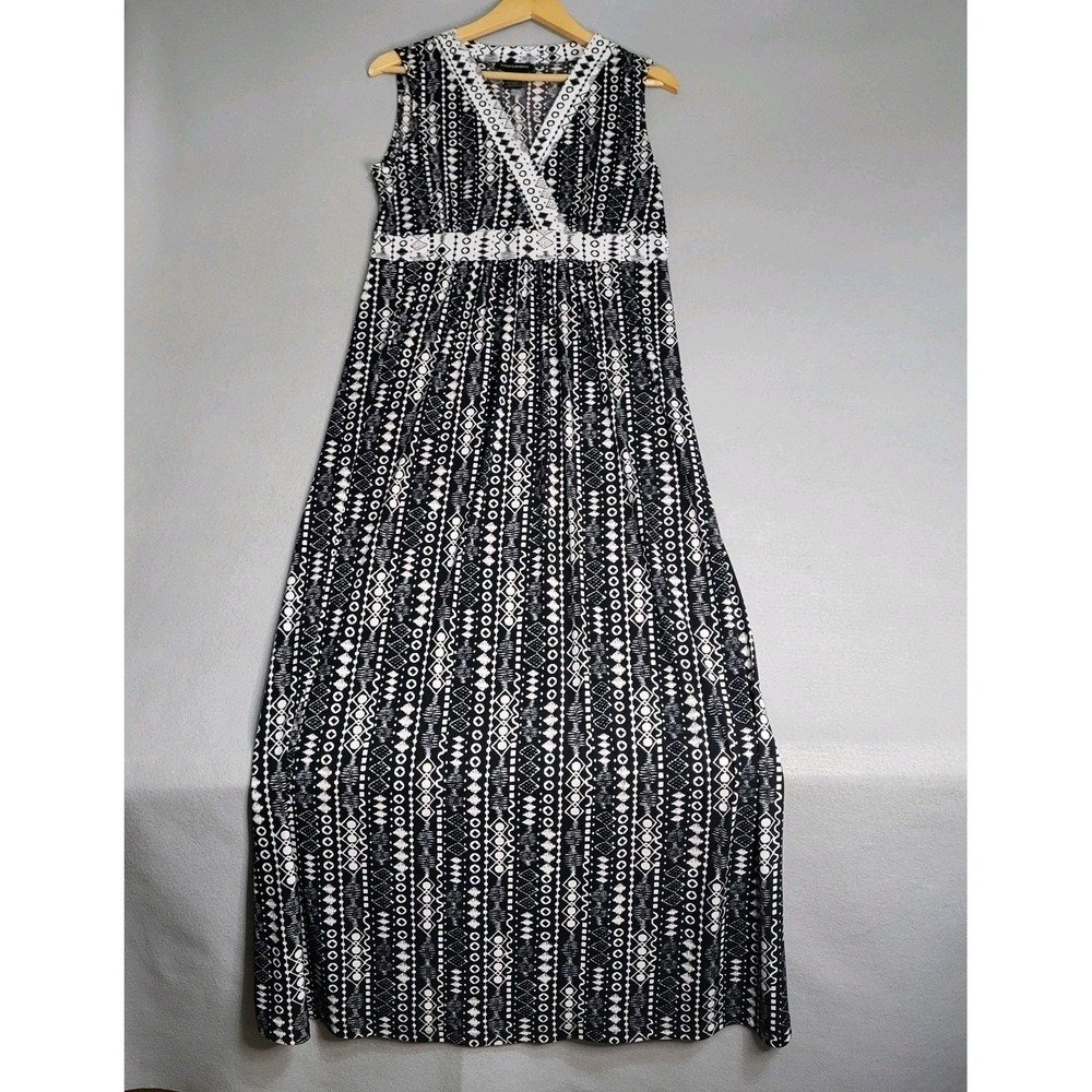 Black & White Long Maxi Dress Sleeveless Women's Size‎ M Slinky Summer